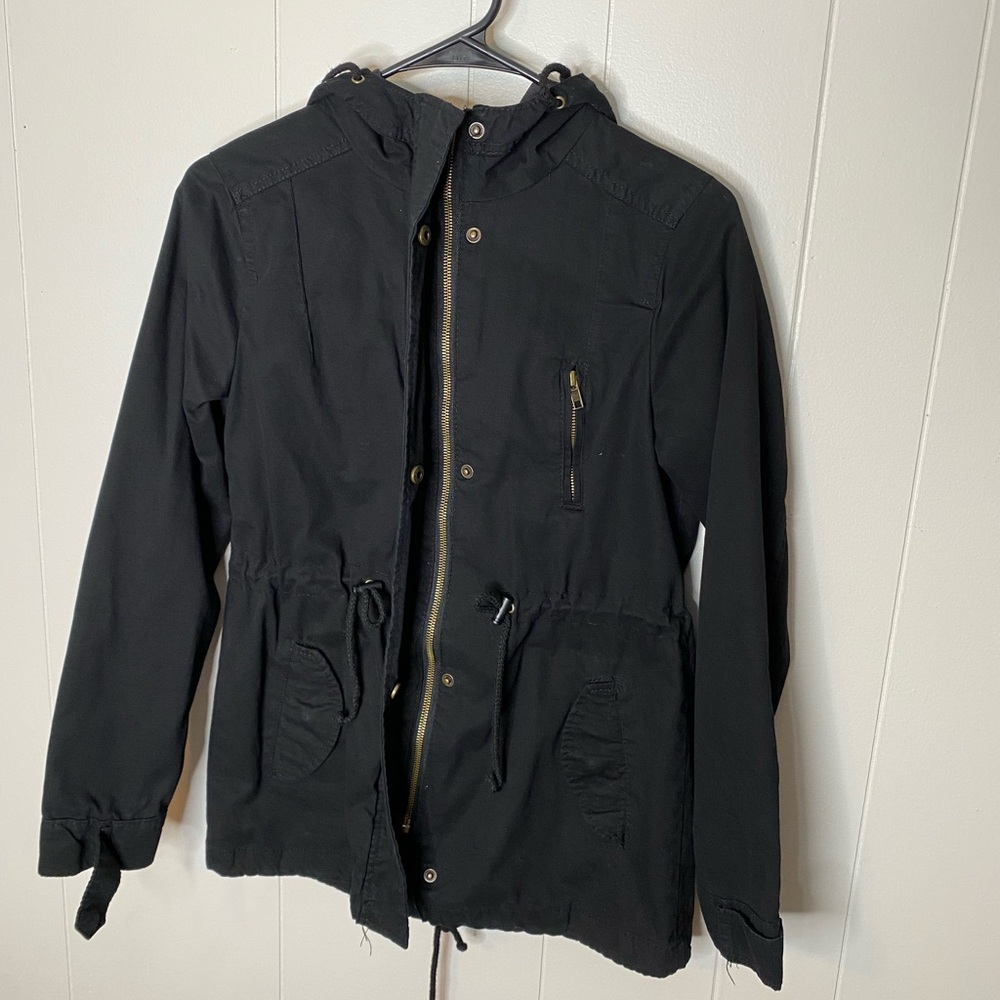 Black Jacket With Drawstring Waist